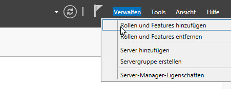 "Servermanager" Öffnen -> Verwaltung -> "Rollen und Features hinzufügen" wählen